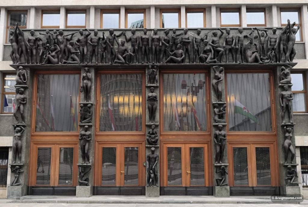 Slovenian parliment doors in Ljubljana, Slovenia