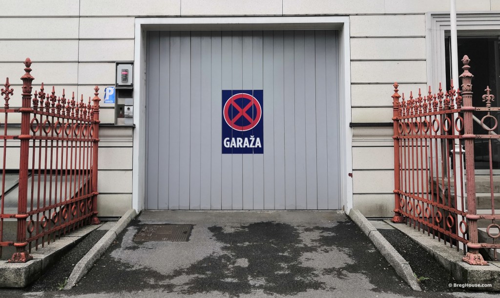 Grey garage door in Ljubljana, Slovenia