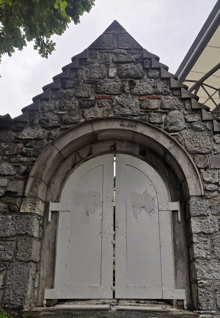 Roman ruins door in Ljubljana, Slovenia