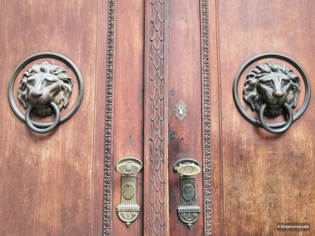 Lion door knockers in Ljubljana, Slovenia