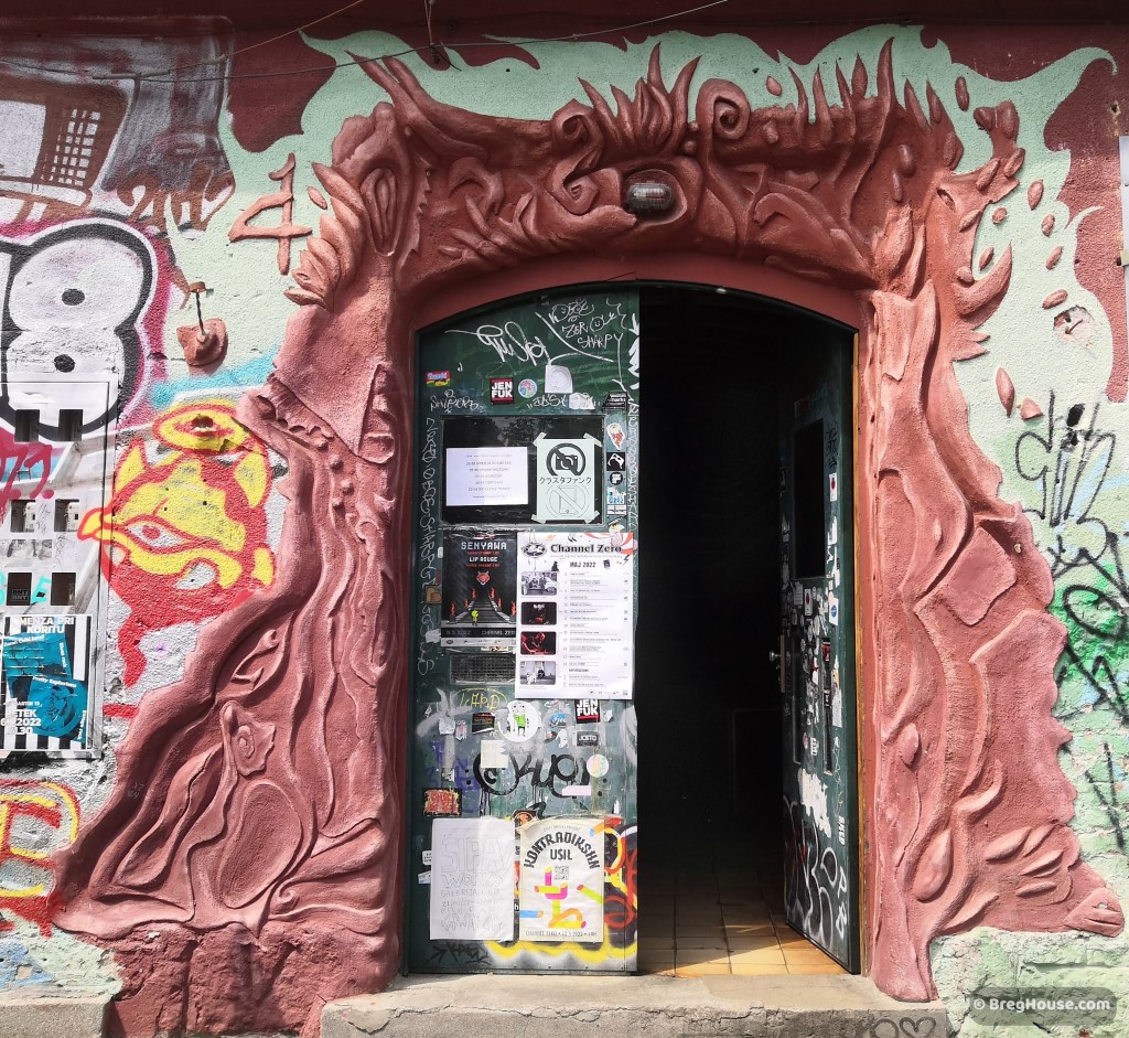 Graffiti door in Metelkova, Ljubljana, Slovenia